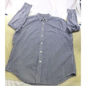 Abercrombie & Fitch Navy Blue Gingham Check Button Down Casual Shirt Xxl Preppy